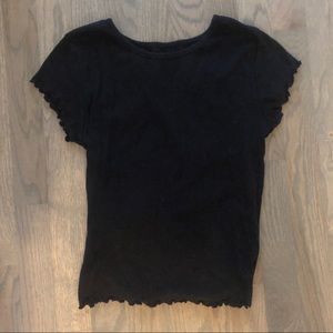 Black Lettuce Trim Top